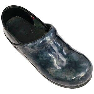 SANITA Professional Teal Marbled Patent Slip On Nursing Clogs Shoes  7.5M EUR 38